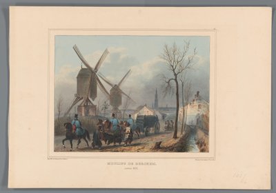 Mulini di Berchem, 1832 da Denis Auguste Marie Raffet