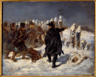 Episodio della ritirata russa. Guerra napoleonica (1812). Maresciallo Michel Ney (1769 - 1815) alla Ridotta di Kovno (1812) da Denis Auguste Marie Raffet