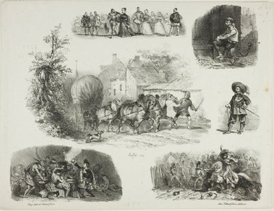 Foglio di schizzi da Denis Auguste Marie Raffet