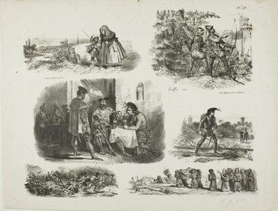 Foglio di schizzi da Denis Auguste Marie Raffet