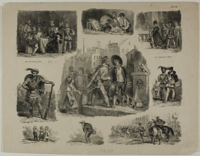 Foglio di schizzi da Denis Auguste Marie Raffet