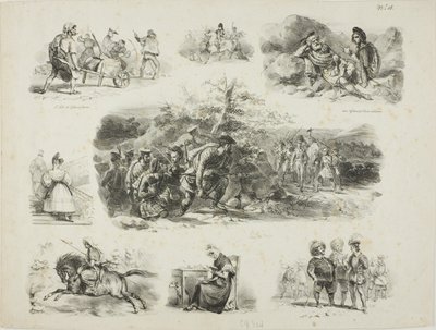 Foglio di schizzi da Denis Auguste Marie Raffet