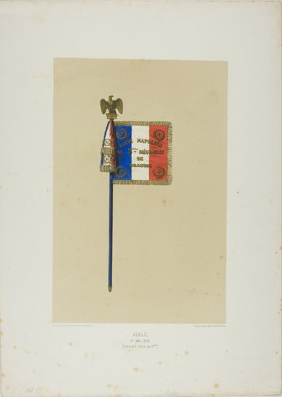 Standard: Luigi Napoleone al 5° reggimento dei dragoni da Denis Auguste Marie Raffet