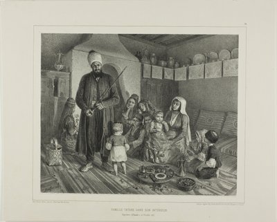Famiglia tartara nella loro casa, Kapskhor, Crimea, 21 ottobre 1837 da Denis Auguste Marie Raffet