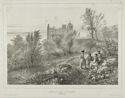 Il castello del conte Woronzoff, Aloupka, Crimea, 12 agosto 1837 da Denis Auguste Marie Raffet