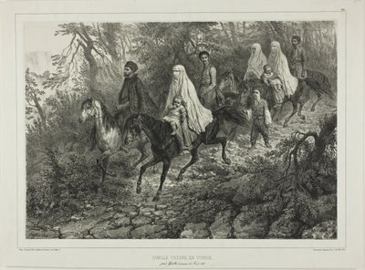 Famiglia tartara in viaggio, vicino a Yalta, Crimea, 15 agosto 1837 da Denis Auguste Marie Raffet