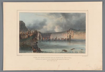 Ponte distrutto, 1832 da Denis Auguste Marie Raffet