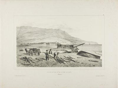 Veduta del villaggio e della baia di Yalta, Crimea, 15 agosto 1837 da Denis Auguste Marie Raffet