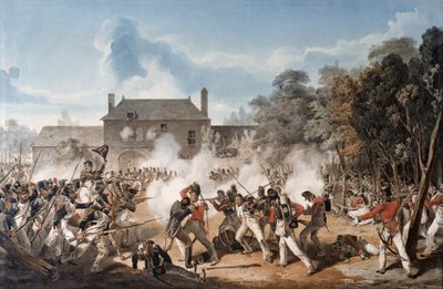 Difesa del Castello di Hougoumont da parte della Compagnia di fianco, Coldstream Guards 1815 da Denis Dighton