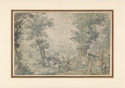 Paesaggio vicino a Bruxelles con caccia al cervo da Denis van Alsloot (possibly)
