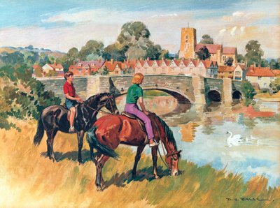 Scena di campagna inglese (litografia a colori) da Derek Charles Eyles