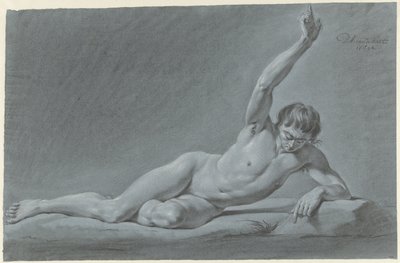 Nudo maschile sdraiato con braccio alzato da Derk Anthony van de Wart