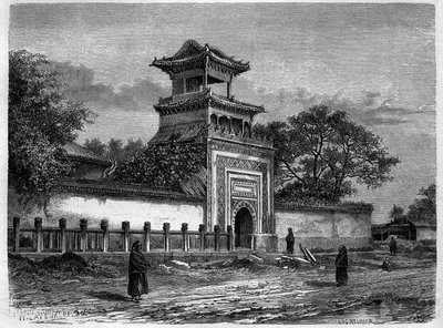 Moschea a Pechino negli anni 1870. Incisione da un disegno di Deroy, in 