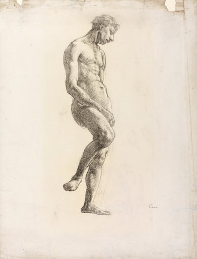Nudo maschile in piedi, 1906-08 circa (gesso nero su carta) da Derwent Lees