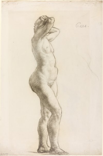 Studio di una figura femminile, 1906-07 circa (gesso nero su carta) da Derwent Lees