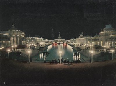 Corte Grande illuminata, Esposizione Trans-Mississippi da Detroit Photographic Co.