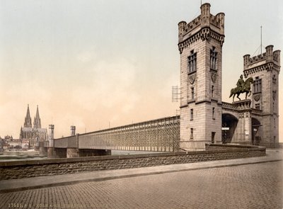 Ponte ferroviario, fiume Reno, Colonia, Germania, c.1900 da Detroit Publishing Co.