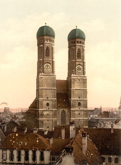 Frauenkirche, Monaco, Baviera, Germania, stampa fotochrome, c.1900 da Detroit Publishing Co.