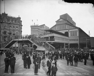 Ingresso di Manhattan al Ponte di Brooklyn, New York, c.1905 da Detroit Publishing Co.