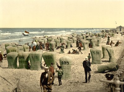 Luogo di balneazione maschile, Norderney, Germania, c.1900 (foto a colori) da Detroit Publishing Co.