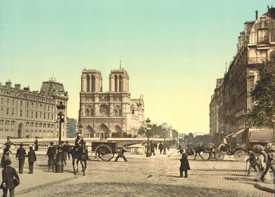 Notre Dame e Ponte San Michele, Parigi, Francia, c.1900 da Detroit Publishing Co.