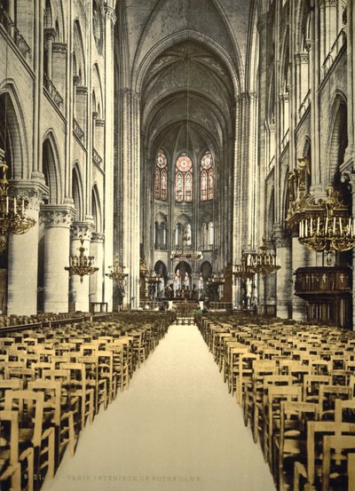 Notre Dame, interno, Parigi, Francia, c.1890-1900 da Detroit Publishing Co.