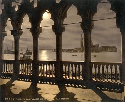 San Giorgio dal Palazzo Ducale al chiaro di luna, Venezia, Italia, c.1890-1900 (fotochrom) da Detroit Publishing Co.