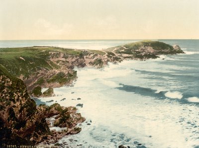 Towan Head, Newquay, Cornovaglia, Inghilterra, stampa fotochrome, c.1900 da Detroit Publishing Co.