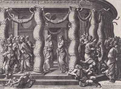Cristo e la donna adultera, 1575 ripubblicato 1613 da Diana Mantuana