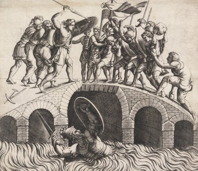 Orazio Coclite si salva nuotando, XVI secolo da Diana Mantuana