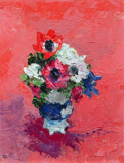 Anemoni su sfondo rosso, 1992 da Diana Schofield