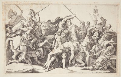 Menelao con il corpo di Patroclo da Diana Scultori