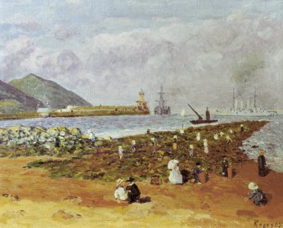 La scogliera. Dipinto di Dario de Regoyos (1875-1913). Impressionismo spagnolo. Museo Monistrol di Montserrat a Barcellona da Diario or Dario de Regoyos y Valdes
