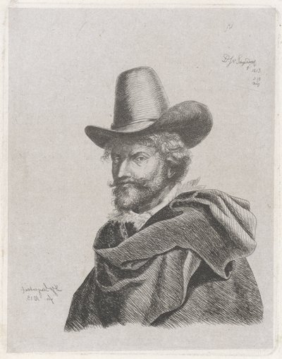 Ritratto di Peter Paul Rubens con mantello e cappello alto da Diederik Jan Singendonck