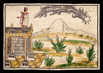 Montezuma osserva la cometa da Diego Duran