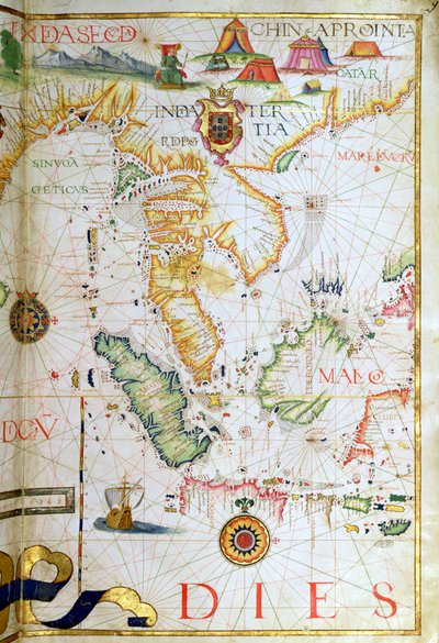 Asia sudorientale continentale, dettaglio da un atlante mondiale, 1565 da Diego Homem