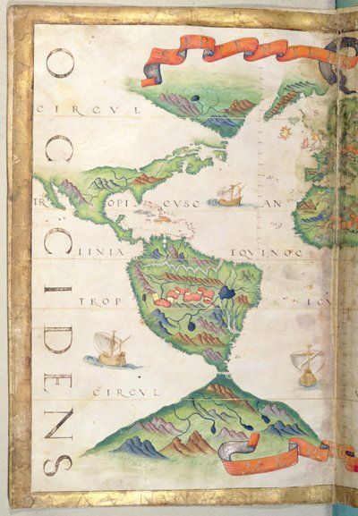 Le Americhe, dettaglio da atlante mondiale, 1565 da Diego Homem