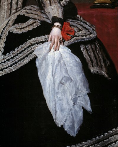 Mano e sciarpa (dettaglio) del ritratto della Regina Maria Anna d