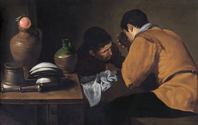 Due Giovani Uomini che Mangiano a un Tavolo Umile da Diego Velázquez