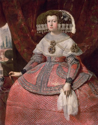 Regina Maria Anna di Spagna in un vestito rosso, 1655-60 da Diego Velázquez