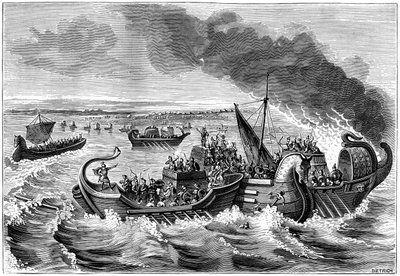 Combattimento tra navi romane e venete, fiume Loira, 56 a.C. 1882-1884 da Dietrich