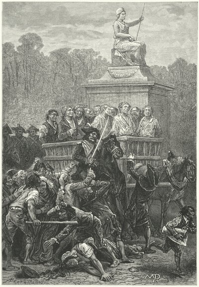 Un carro pieno di prigionieri sulla strada per la ghigliottina, Rivoluzione Francese (incisione) da Diogene Ulysse Napoleon Maillart
