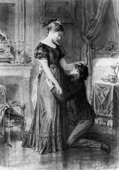 Illustrazione per La confessione di un figlio del secolo, romanzo di Alfred de Musset, incisione dopo disegno di Diogene Ulyssee Napoleon Maillart da Diogene Ulysse Napoleon Maillart