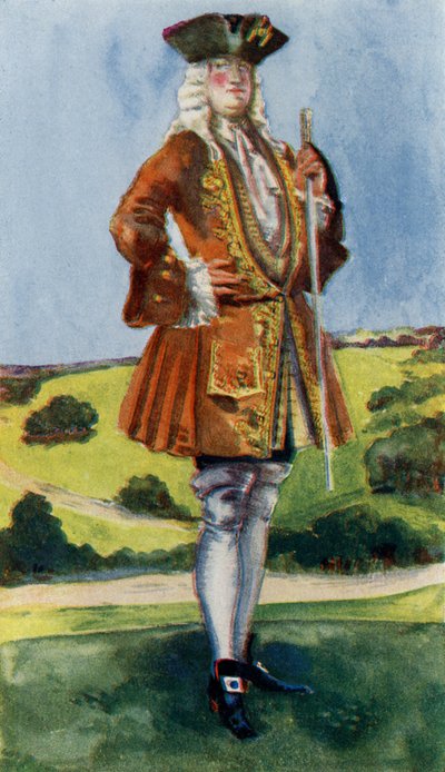 Costume maschile durante il regno di Giorgio I (1714-1727) da Dion Clayton Calthrop