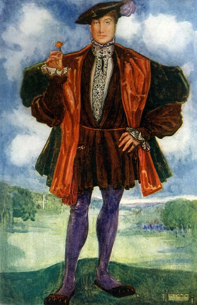 Costume maschile durante il regno di Enrico VIII (1509-1547) da Dion Clayton Calthrop
