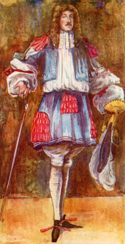 Costume maschile durante il regno di Carlo II (1660-1685) da Dion Clayton Calthrop
