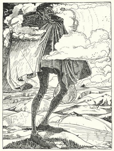 "Abbiamo visto il Gigante camminare sulle cime delle colline, portando il suo pranzo in una borsa" da Dion Clayton Calthrop