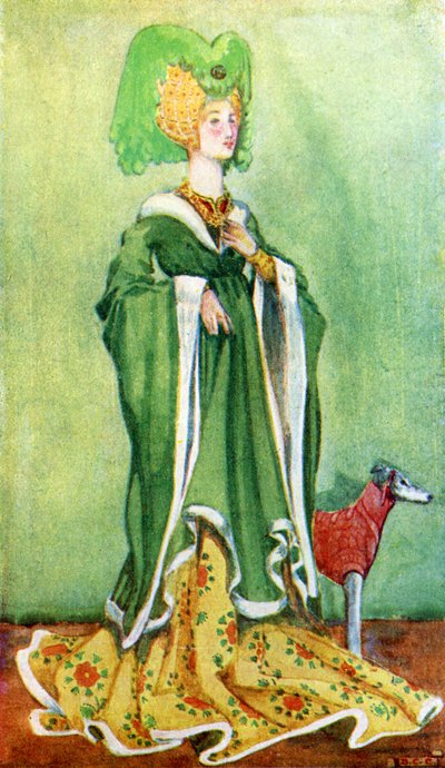 Costume femminile durante il regno di Enrico VI (1422-1461) da Dion Clayton Calthrop