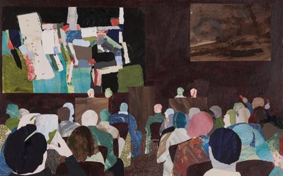 Folla astratta, collage di aste da Dione Verulam