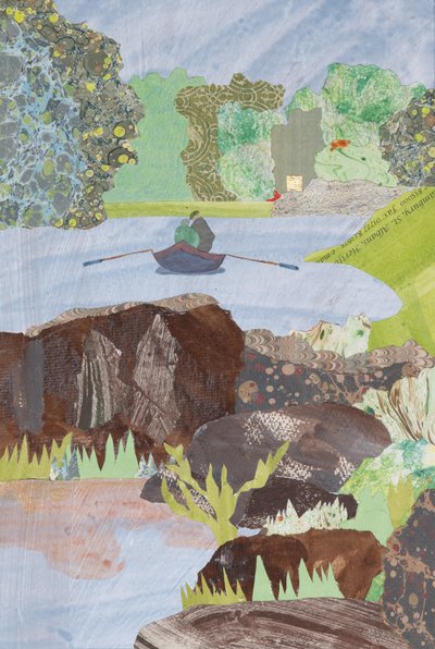 Pesca in Scozia, fiume Tay, 2023 (collage) da Dione Verulam